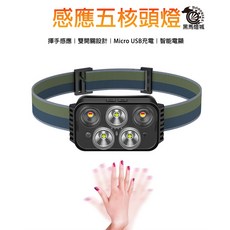 感應五核頭燈, 1個, 黑色