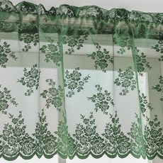 번트 오렌지 러플 레이스 밸런스 윈도우 1 패널 너비 132.1x길이 45.7cm(52x18인치) 코티지 코어 플로럴 가을 시어 러플 밸런스 주방 창문 오버 싱크 로드 포켓 프, 엠브랄드 그린