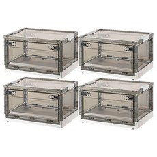 可折疊滑輪收納箱 半透明, 茶白色(大號56L), 4個