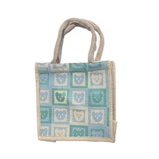 美樂美事 繽紛麻布附內裡手提袋 - 共6款《泡泡生活》, 1個, 藍綠熊熊