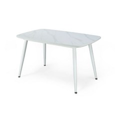 雲白岩紋餐桌 140cm 白色鐵腳 岩板桌面 現成品免等待