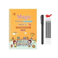 4권/3D 어린이 카피 북 세트 재사용 가능한 필기 연습 영어 매직 문구 서예, 02 1 Book-Math set