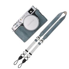 Pu 카메라 X100 하프 케이스 VI Mark 가죽 바디 X100 Fujifilm VI용, 9)Green case-strap