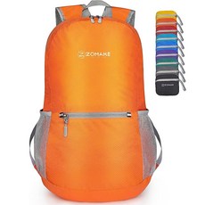 ZOMAKE 초경량 하이킹 백팩 20L 패커블 소형 백팩 방수 데이팩 여성 남성용, 주황색
