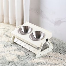 YOKOSOO 조절 가능한 높이 스테인리스 애완동물 식기대, 1개, 화이트