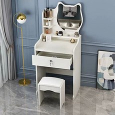 고양이 화장대 서랍장 방꾸미기 정리함 050cm고양이거울화이트 메이크업, D. 60cm 흰색 고양이 거울 의자와 도구 48456