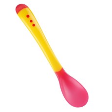 嬰兒溫感學習湯匙 寶寶安全餐具 變色防止燙傷, A款-黃色, 1個