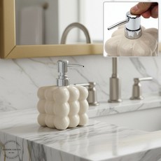디자인예쁜 물비누 디스펜서 500ml 크림색 세라믹 주방 세제통 비누통, 1