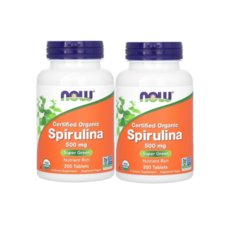 1+1 나우 푸드 유기농 인증 스피룰리나 500mg 200정, 2개