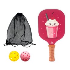憶香許快樂購 TUBAO塗寶 兒童 匹克球 球拍 碳纖維 高端 專業 學校訓練專用 套裝 泡菜球拍 匹克球球拍, 1個, 粉色雪糕【1拍2球1收納袋】, 粉色雪糕