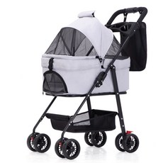 KOLKO 輕便寵物推車 舒適透氣可拆卸座艙 快速收車 寵物外出好幫手, 灰色, 1個