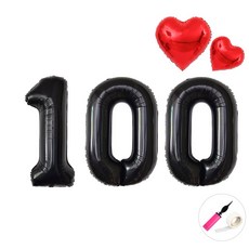 이벤트홀릭 기념일 100cm 블랙 풍선 숫자 파티 세트 결혼 백일 촬영, 1개, 100