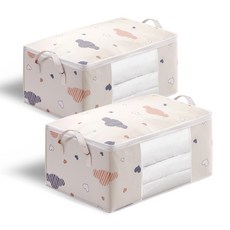 하트구름 부직포 이불정리함 리빙박스 보관함, 아이보리, 2개