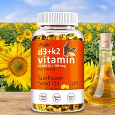 Pslalae 維生素D3+K2 葵花籽油軟膠囊 10 000 IU + 200 mcg, 120組