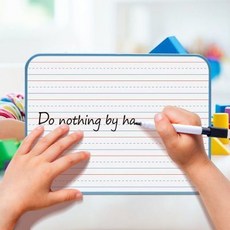 嘉儀出貨 留言闆 兒童 白闆 畫闆雙麵多功能書寫闆小學字母英語四綫三格白闆兒童可擦寫通用寫字闆桌麵小白闆 可擦寫白闆, 綠框一面四線三格一面白