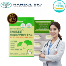 [본사공식판매처] 중장년부모님영양제 징코영양제 은행잎추출물 나이아신 판토텐산 아연 함유 기억력 뇌건강 혈행개선 면역기능개선도움 한솔바이오 식약처 GMP통과 60정 2통, 2개