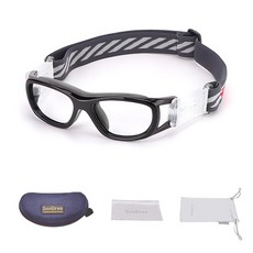 SooGree 농구 드리블링 안경 축구 축구 스포츠 보호 안경 고글 눈 안전 안경 김 서림 방지 렌즈 G8029 블랙 프레임 그레이 패드