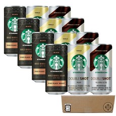 스타벅스 캔커피 음료 3종 4개씩(파이크플레이스블랙+바닐라+에스프레소크림), 12개, 200ml