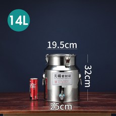 304不銹鋼油桶 酒桶 密封桶 奶桶 帶龍頭, 1個, 14Lφ25*高30cm 帶龍頭