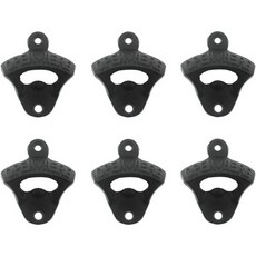 빈티지 주철 병따개 벽걸이 맥주 캡따개 장착 가능한 러스틱 브라운 6팩, Black