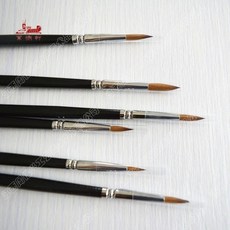 6개/대 물 색깔 브러시 예술가 족제비 머리 나무 손잡이 둥근 걸이 선 펜 직업적인 공급, 1개