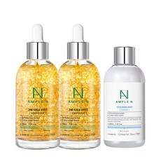 앰플엔 24K 골드샷 앰플 대용량 100ml 2개 + 히알루론샷 토너 220ml 1개
