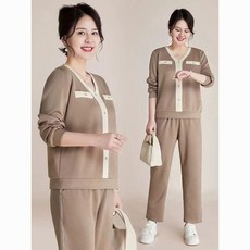 休閒運動中年媽媽服套裝春秋2025新款中老年衛衣女春秋洋氣兩件套