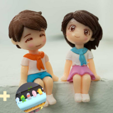 라스무스 귀여운 차량 악세사리 피규어, 04 풋풋한 커플, 1세트