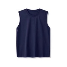 日系重磅純棉寬鬆運動健身無袖T恤男