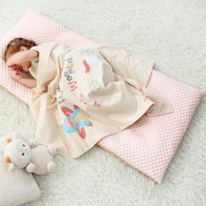 cchhaaww 幼兒園睡墊 兒童睡袋 加厚6公分 四件套 台灣製, 涼感粉獨角獸, 1套