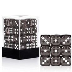 해외 Handan 24팩 16MM 6면 주사위 세트 반투명 색상 D6 게임 Yahtzee Bunco 또는 교육 수학을 위한 표준 휴대용 파우치 포함옐로우 미국매장정품+ 1723, 반투명 그레이.