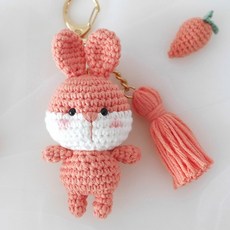 [JW손뜨개] 귀여운 동물 키링 (곰 토끼 고양이) 만들기 패키지, 주황토끼, 1개