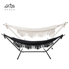 바든 스탠드 캔버스 태슬 해먹 캠핑 감성해먹, 블랙