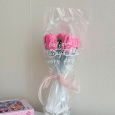 달이루마켓 꽃다발 여자친구 성년의날 20살 선물 모루 로즈데이 튤립 완제품, 모루꽃다발+쇼핑백, 1개