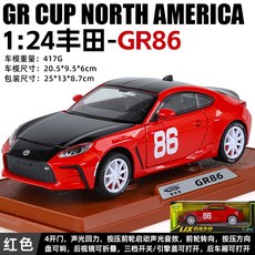 豐田 Toyota GR86 聲光迴力車 1:24 合金模型車 賽道塗裝, 紅色, 1個