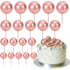 20 PCS 볼 케이크 토퍼 장식 미니 풍선 스틱 골드, Rose Gold