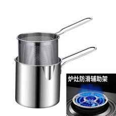미니 튀김기 핫도그 감자 새우 집게 냄비 + 스텐 튀김기, C. 00ML 어 팬 바구니 가스 보조 랙