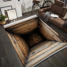 재미있는 레트로 러그 시각 효과 미끄럼 방지 세탁 카펫 현관 거실 홈 데코 매트