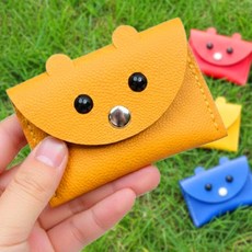 가죽 가방 만들기 DIY 강아지 동전지갑 가죽공예 키트 중학생 고등학생 노인 진노랑, 파랑