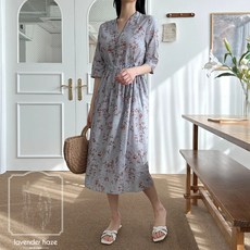 라벤더헤이즈 에스닉원피스 7부 여름 시원한 아사면 중년 홈웨어 휴양지 원피스