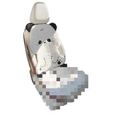 PANDA 立體熊貓汽車坐墊，可愛卡通短毛絨通用座椅套, 1個, 立體毛絨熊貓-白色靠背一張:立體毛絨熊貓-白色靠背一張