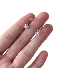 헬스와미 여성 눈꽃 미니 반짝이는 피어싱 하객룩 웨딩 귀걸이