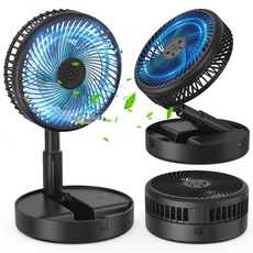 UOOFON 무선 탁상용 선풍기 휴대용 접이식 캠핑 BLDC 무소음, 블랙, TF6