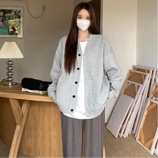 투니스 여성 루즈핏 캐주얼 긴소매 맨투맨 가디건