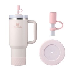 아이크빈 텀블러 바닥커버+빨대마개, 1세트, 로즈쿼츠