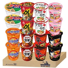블루존 소컵라면 8종 16개입B (육개장사발면2 신라면2 오징어짬뽕2 열라면2 불닭2 까르보불닭2 삼양 맛있는라면), 1개