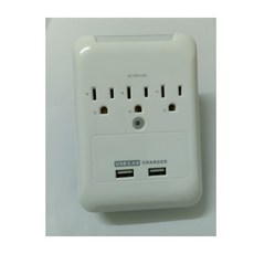 V-Socket 警示燈壁插 AC110V外掛式電流過載保護插座帶USB充電口, 1個
