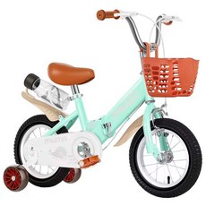 阿LIN 800342 自行車 - 靜音輔助輪 水壺款 菜籃, 綠色,14"+後座, 1個