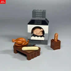 MOC 벽돌 오븐 주방 로스트 치킨 음식 피자 요리 찐빵 빌딩 블록 도시 친구 DIY 어린이 장난감, 10 NO.5