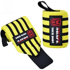 WOSWEIR-1 쌍 역도 손목 밴드 랩 체육관 피트니스 스트랩 지원 스포츠 장비, 03 1 Pair-Yellow